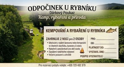 Darujte zážitek! Dárkový poukaz na kempování a rybaření