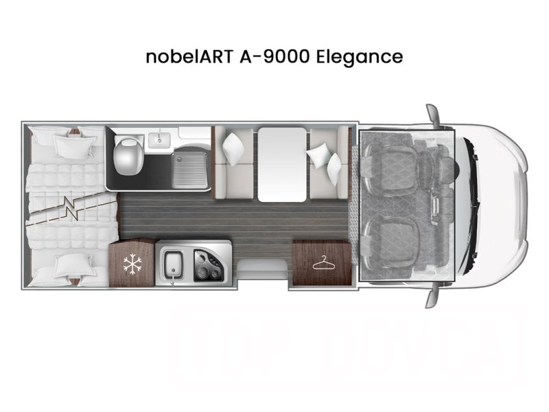 NobelART A-9000 Elegance, obytný vůz, model 2024, Ford Transit 2.0 TDI 96 kW – 6 míst / 6 lůžek