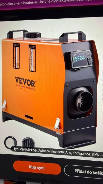 Prodám jednou použité naftové topení VEVOR 8kw