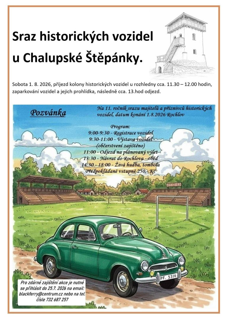 Vintage Car Meet at Chalupská Štěpánka. Saturday, August 1, 2026